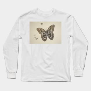 A Large Brown Butterfly, Two Small Ones and an Insect by Herman Henstenburgh Long Sleeve T-Shirt